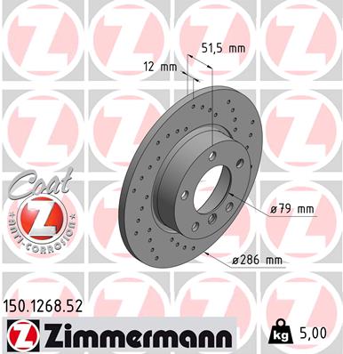 ZIMMERMANN Első féktárcsa 150.1268.52_ZIM