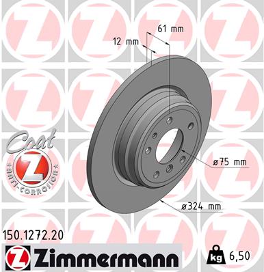 ZIMMERMANN 150.1272.20_ZIM Hátsó féktárcsa