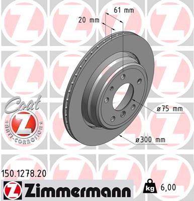 ZIMMERMANN Hátsó féktárcsa 150.1278.20_ZIM