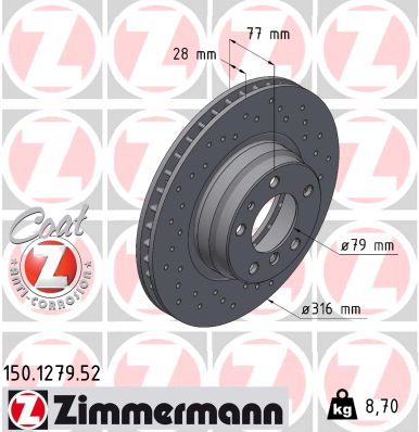 ZIMMERMANN Első féktárcsa 150.1279.52_ZIM