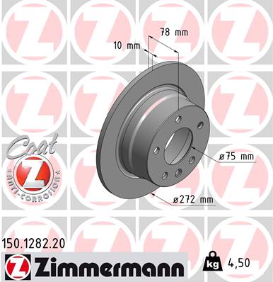 ZIMMERMANN Hátsó féktárcsa 150.1282.20_ZIM