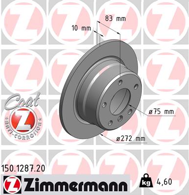 ZIMMERMANN Hátsó féktárcsa 150.1287.20_ZIM