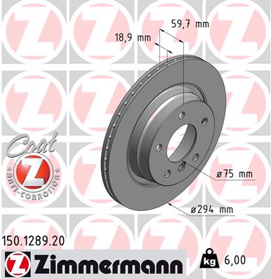 ZIMMERMANN Hátsó féktárcsa 150.1289.20_ZIM