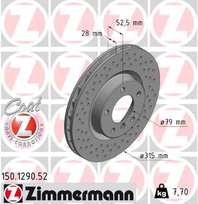 ZIMMERMANN Első féktárcsa 150.1290.52_ZIM