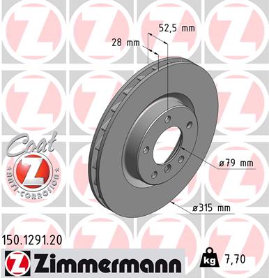 ZIMMERMANN Első féktárcsa 150.1291.20_ZIM