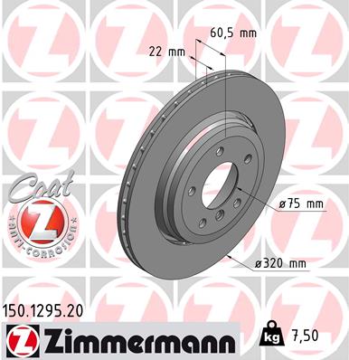 ZIMMERMANN Hátsó féktárcsa 150.1295.20_ZIM