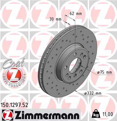 ZIMMERMANN Első féktárcsa 150.1297.52_ZIM