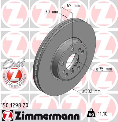 ZIMMERMANN Első féktárcsa 150.1298.20_ZIM