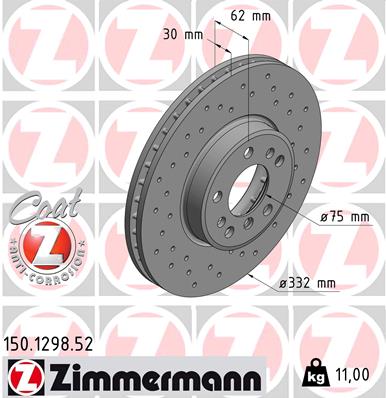 ZIMMERMANN Első féktárcsa 150.1298.52_ZIM