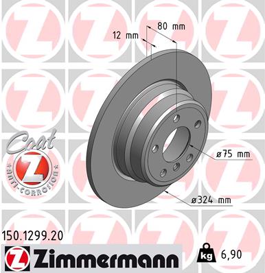 ZIMMERMANN Hátsó féktárcsa 150.1299.20_ZIM