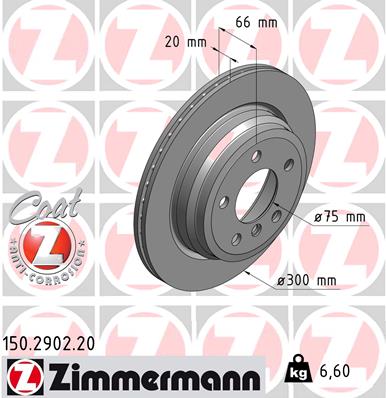 ZIMMERMANN Hátsó féktárcsa 150.2902.20_ZIM