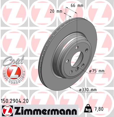 ZIMMERMANN Hátsó féktárcsa 150.2904.20_ZIM