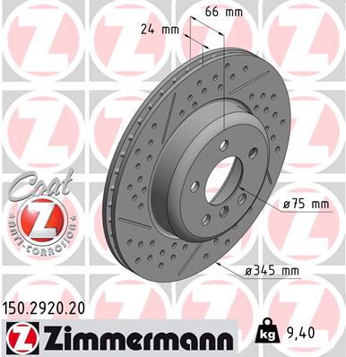 ZIMMERMANN Hátsó féktárcsa 150.2920.20_ZIM