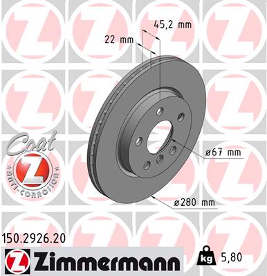 ZIMMERMANN Első féktárcsa 150.2926.20_ZIM