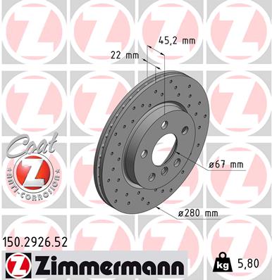 ZIMMERMANN Első féktárcsa 150.2926.52_ZIM