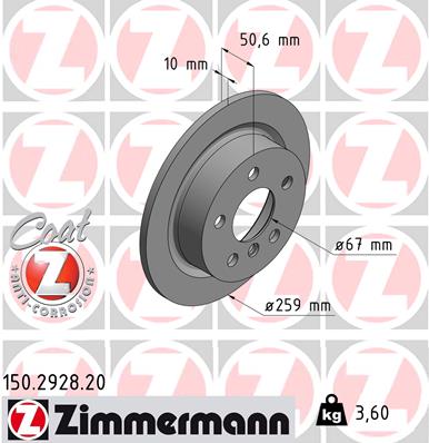 ZIMMERMANN Hátsó féktárcsa 150.2928.20_ZIM