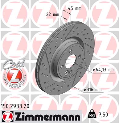 ZIMMERMANN Első féktárcsa 150.2933.20_ZIM