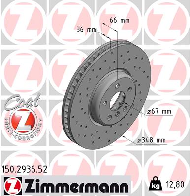 ZIMMERMANN Első féktárcsa 150.2936.52_ZIM