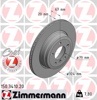 ZIMMERMANN Hátsó féktárcsa 150.3410.20_ZIM