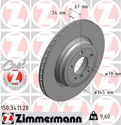 ZIMMERMANN Hátsó féktárcsa 150.3411.20_ZIM