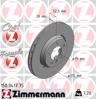 ZIMMERMANN Első féktárcsa 150.3417.75_ZIM