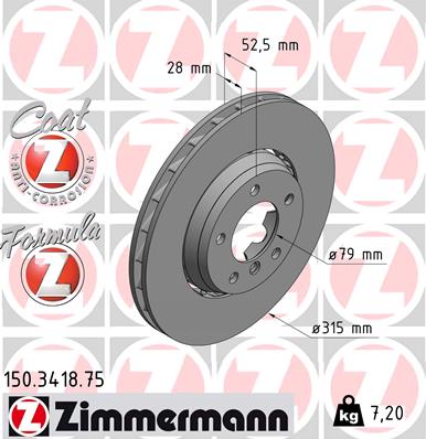 ZIMMERMANN Első féktárcsa 150.3418.75_ZIM