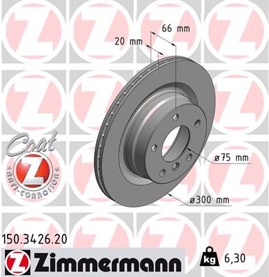 ZIMMERMANN Hátsó féktárcsa 150.3426.20_ZIM