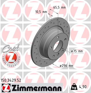 ZIMMERMANN Hátsó féktárcsa 150.3429.52_ZIM