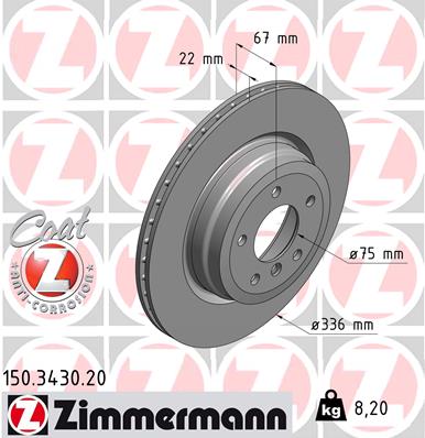 ZIMMERMANN Hátsó féktárcsa 150.3430.20_ZIM