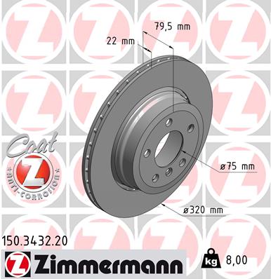 ZIMMERMANN Hátsó féktárcsa 150.3432.20_ZIM