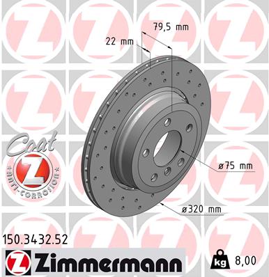 ZIMMERMANN Hátsó féktárcsa 150.3432.52_ZIM