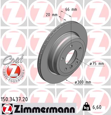 ZIMMERMANN Hátsó féktárcsa 150.3437.20_ZIM