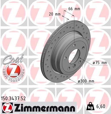 ZIMMERMANN Hátsó féktárcsa 150.3437.52_ZIM