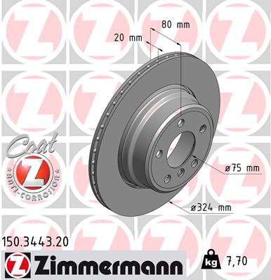 ZIMMERMANN Hátsó féktárcsa 150.3443.20_ZIM