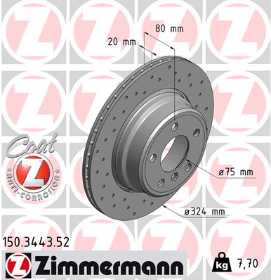 ZIMMERMANN Hátsó féktárcsa 150.3443.52_ZIM