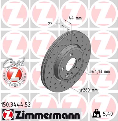 ZIMMERMANN Első féktárcsa 150.3444.52_ZIM