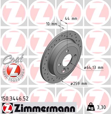 ZIMMERMANN Hátsó féktárcsa 150.3446.52_ZIM