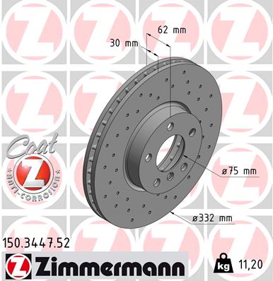 ZIMMERMANN Első féktárcsa 150.3447.52_ZIM