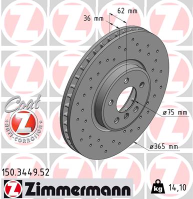 ZIMMERMANN Első féktárcsa 150.3449.52_ZIM