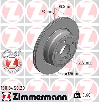 ZIMMERMANN Hátsó féktárcsa 150.3450.20_ZIM