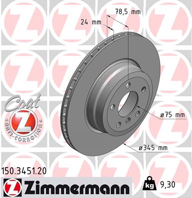 ZIMMERMANN Hátsó féktárcsa 150.3451.20_ZIM