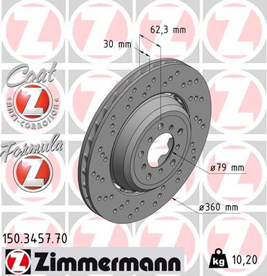 ZIMMERMANN Első féktárcsa 150.3457.70_ZIM