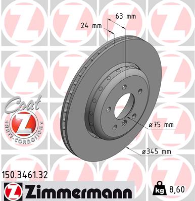 ZIMMERMANN Hátsó féktárcsa 150.3461.32_ZIM