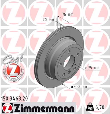 ZIMMERMANN Hátsó féktárcsa 150.3463.20_ZIM