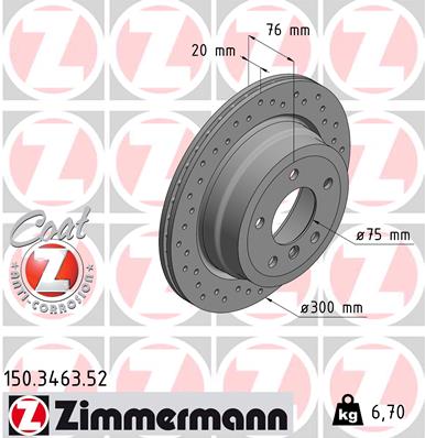 ZIMMERMANN Hátsó féktárcsa 150.3463.52_ZIM