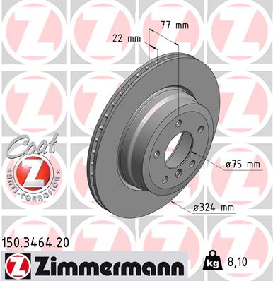 ZIMMERMANN Hátsó féktárcsa 150.3464.20_ZIM