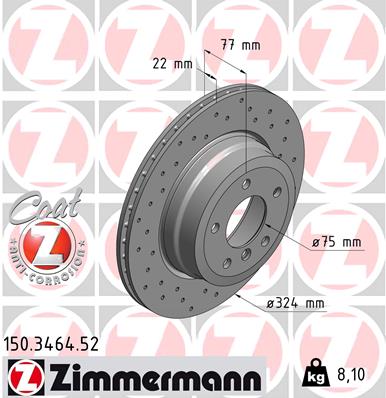 ZIMMERMANN Hátsó féktárcsa 150.3464.52_ZIM