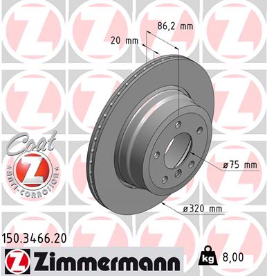 ZIMMERMANN Hátsó féktárcsa 150.3466.20_ZIM