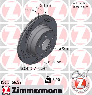 ZIMMERMANN Hátsó féktárcsa 150.3466.54_ZIM