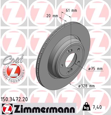 ZIMMERMANN Hátsó féktárcsa 150.3472.20_ZIM